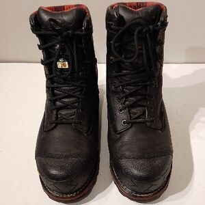Men's Black Work Boots - Rugged Lace-Up Safety Style